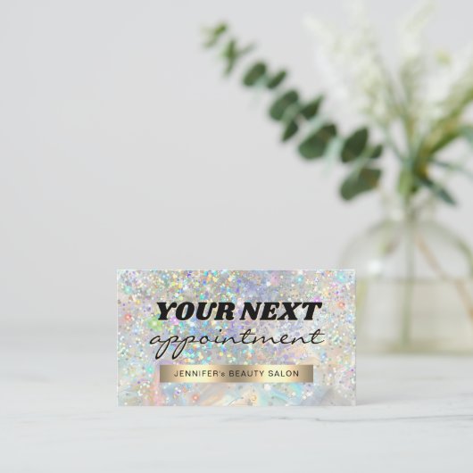 Carte De Rendez-vous Elegant Pastel Holographic Glitter Marble (Debout devant)