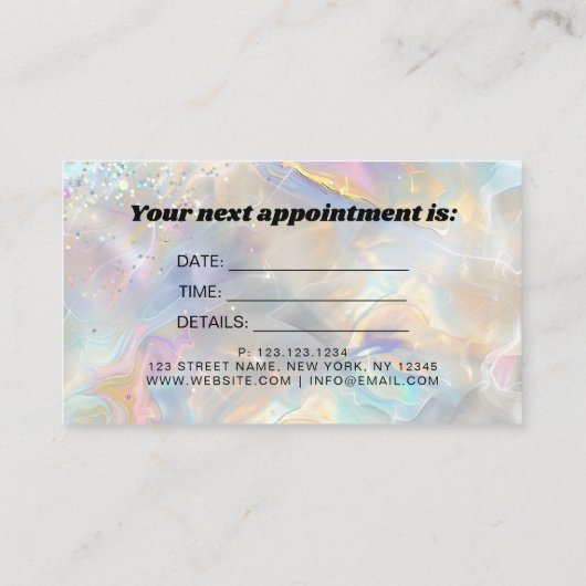 Carte De Rendez-vous Elegant Pastel Holographic Glitter Marble (Dos)