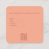 Carte De Rendez-vous Elegant Peach Salon Monogram Appointment Card (Dos)