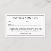 Carte De Rendez-vous Élégant Professionnel Raffiné (Dos)