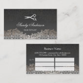 Carte De Rendez-vous Elégant salon de coiffure en argent Damask multi-r (Devant / Derrière)