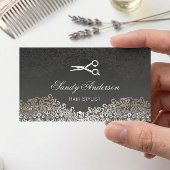 Carte De Rendez-vous Elégant salon de coiffure en argent Damask multi-r