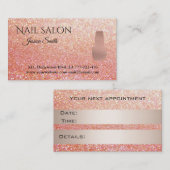 Carte De Rendez-vous Elégant salon rose de glitterie or glittery (Devant / Derrière)