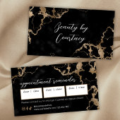 Carte De Rendez-vous Elegant Script Gold & Black Marble Beauty Salon