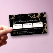 Carte De Rendez-vous Elegant Script Gold & Black Marble Beauty Salon