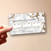 Carte De Rendez-vous Elegant Script Gold Marble Beauty Salon Hair Spa