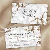 Carte De Rendez-vous Elegant Script Gold Marble Beauty Salon Hair Spa