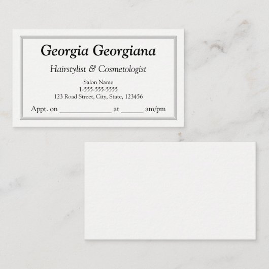 Carte De Rendez-vous Élégant & Simple, Avec Bordure Triple Ligne (Devant / Derrière)