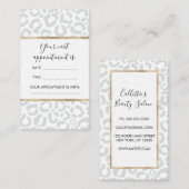 Carte De Rendez-vous Elegant White Gray Leopard Cheetah Animal Print (Devant / Derrière)