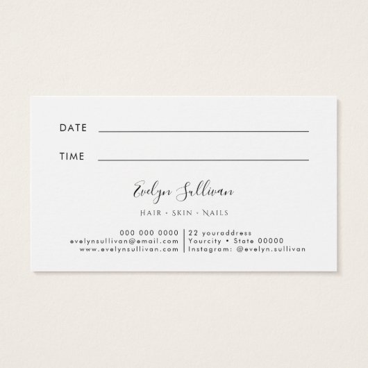 Carte de rendez-vous élégante Black Agate (Dos)