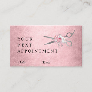 Carte De Rendez-vous Elégante coiffeuse de ciseaux d'or rose rose arge