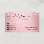 Carte De Rendez-vous Elégante coiffeuse de ciseaux d'or rose rose argen (Dos)