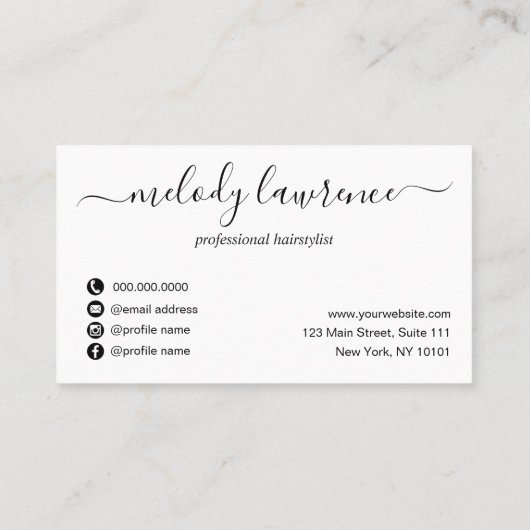 Carte De Rendez-vous Elégante coiffeuse rose en cuivre (Dos)