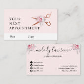 Carte De Rendez-vous Elégante coiffeuse rose en cuivre (Devant / Derrière)
