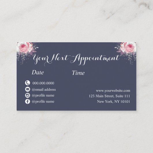 Carte De Rendez-vous Elégante coiffeuse rose en cuivre (Dos)