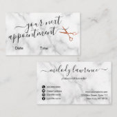 Carte De Rendez-vous Elégante coiffeuse rose en cuivre (Devant / Derrière)