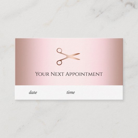 Carte De Rendez-vous Elégante coupe-cheveux rose d'or (Devant)