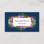 Carte De Rendez-vous Élégante Floral Navy Blue Radiant Bloom (Devant)