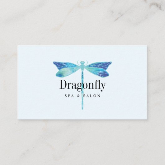 Carte De Rendez-vous Elégante libellule d'aquarelle bleu et aqua (Dos)