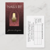 Carte De Rendez-vous Elégante mosaïque bordeaux ellipse or vernis ongle (Devant / Derrière)