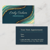 Carte De Rendez-vous Élégante parties scintillant en marbre vert émerau (Devant / Derrière)