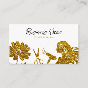 Carte De Rendez-vous Elégante Parties scintillant or Floral Coiffeur