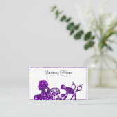Carte De Rendez-vous Elégante Parties scintillant violet Floral Coiffeu (Debout devant)