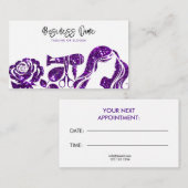 Carte De Rendez-vous Elégante Parties scintillant violet Floral Coiffeu (Devant / Derrière)