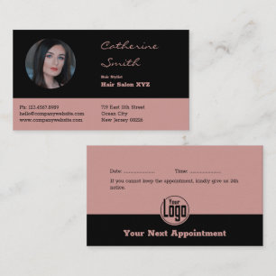 Carte De Rendez-vous Elégante Styliste de salon de coiffure noire et ro