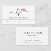 Carte De Rendez-vous Élégantes lèvres roses manuscrites calligraphie de (Devant / Derrière)