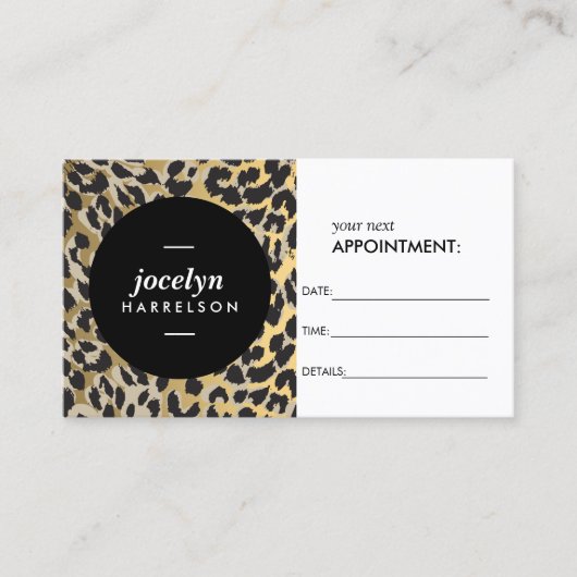 Carte De Rendez-vous Empreinte de léopard d'or chic et élégant (Devant)