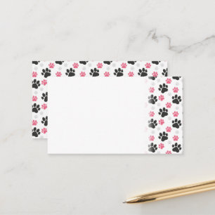 Carte De Rendez-vous Empreinte de patte rose noir Chien Propriétaire Am