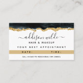 Carte de rendez-vous en Aquarelle Noire et Or (Devant)