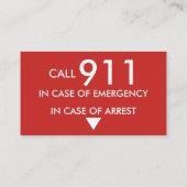 Carte De Rendez-vous En cas d'urgence l'avertissement &Arrest (Dos)