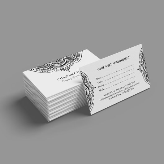 Carte de rendez-vous en dentelle noire