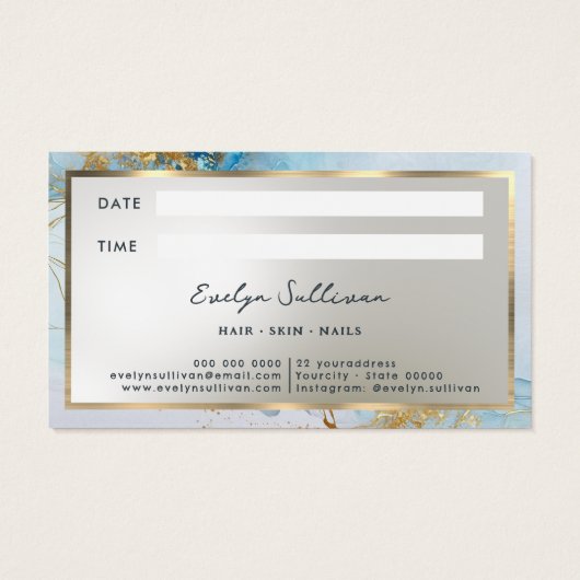 carte de rendez-vous en marbre bleu (Dos)