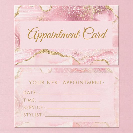 Carte de rendez-vous en marbre d'agate rose blush 