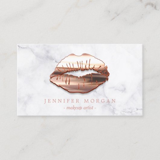 Carte de rendez-vous en marbre rose Gold 3D Lips (Devant)