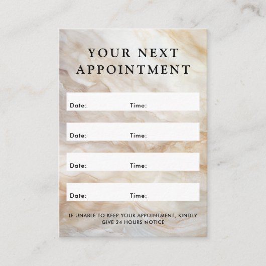 Carte de rendez-vous en marbre vertical logo (Devant)