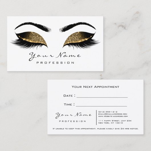 Carte de rendez-vous en or blanc (Devant / Derrière)