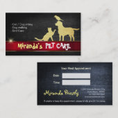 Carte De Rendez-vous Entretien des animaux Chien Chat Oiseau Silhouette (Devant / Derrière)