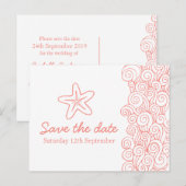 Carte de rendez-vous étoile de mer et tourbillons  (Devant / Derrière)