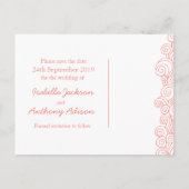 Carte de rendez-vous étoile de mer et tourbillons  (Dos)