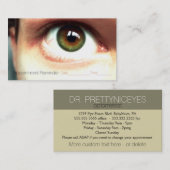 Carte De Rendez-vous Examen d'Optometrist.Ophthalmologist.Eye. (Devant / Derrière)