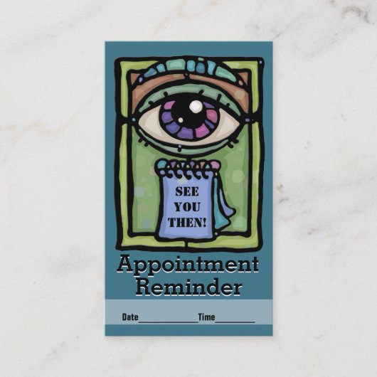 Carte De Rendez-vous Examen d'Optometrist.Ophthalmologists.Eye. (Devant)