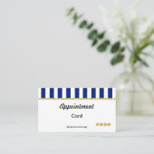 Carte De Rendez-vous Executive Navy Blue Stripes & Gold Reminder (Debout devant)