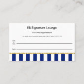 Carte De Rendez-vous Executive Navy Blue Stripes & Gold Reminder (Dos)