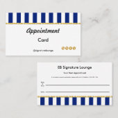 Carte De Rendez-vous Executive Navy Blue Stripes & Gold Reminder (Devant / Derrière)