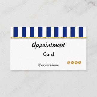 Carte De Rendez-vous Executive Navy Blue Stripes & Gold Reminder