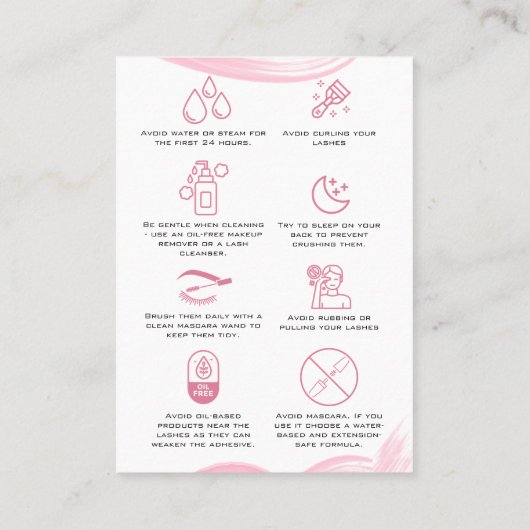 Carte De Rendez-vous Extensions de trait Maquillage Instructions de sui (Dos)